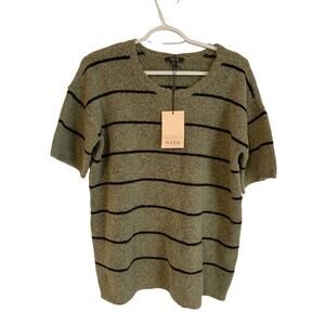 NYDJ NWT Small Striped S/S Crew Neck Sweater Gray/Black